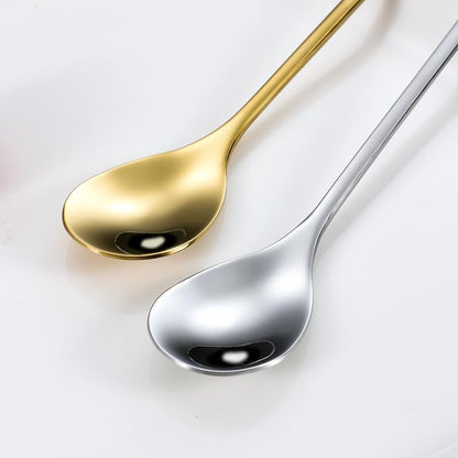 10 pcs Gold Four-Leaf Clover Stainless Steel Spoon Set, Unique Design for Coffee, Tea, Desserts, 4.7 inch