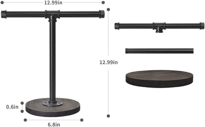 Hand Towel Stand with Wood Base, Industrial Pipe Heavy Duty Countertop Towel Holder for Bathroom and Kitchen