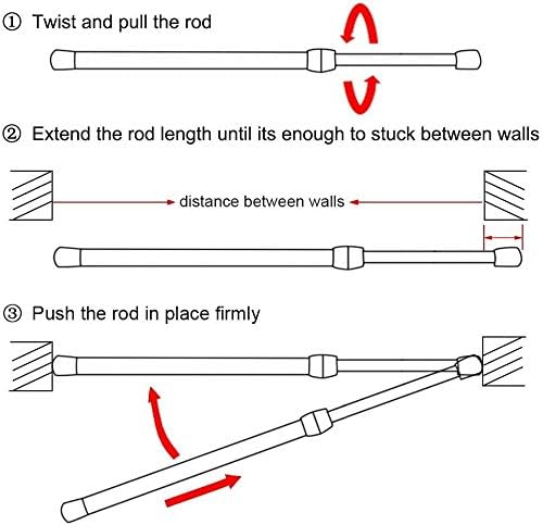 JAYE Adjustable Spring Tension Curtain Rods for Kitchen, Bathroom, Cupboard, Wardrobe, Window, DIY Projects (28"-48"