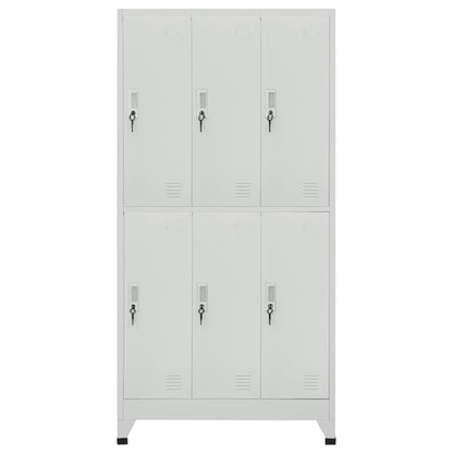 RMIHSJG Grey Steel Large Locker Cabinet with Six Lockable Compartments for Secure Storage in Office, School, or Gym - Durable Industrial Style Organizer