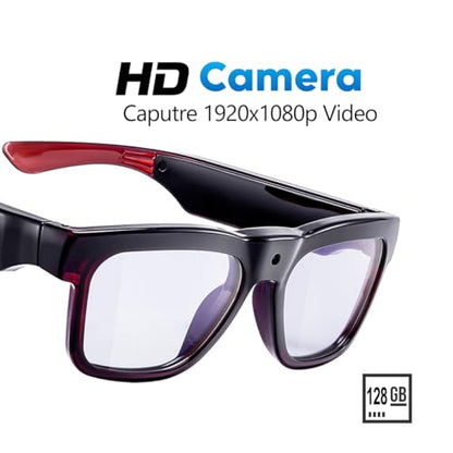 OhO Smart Glasses with Full HD Camera & Open Ear Bluetooth Speaker Headphone,Built in Memory,for Men Women