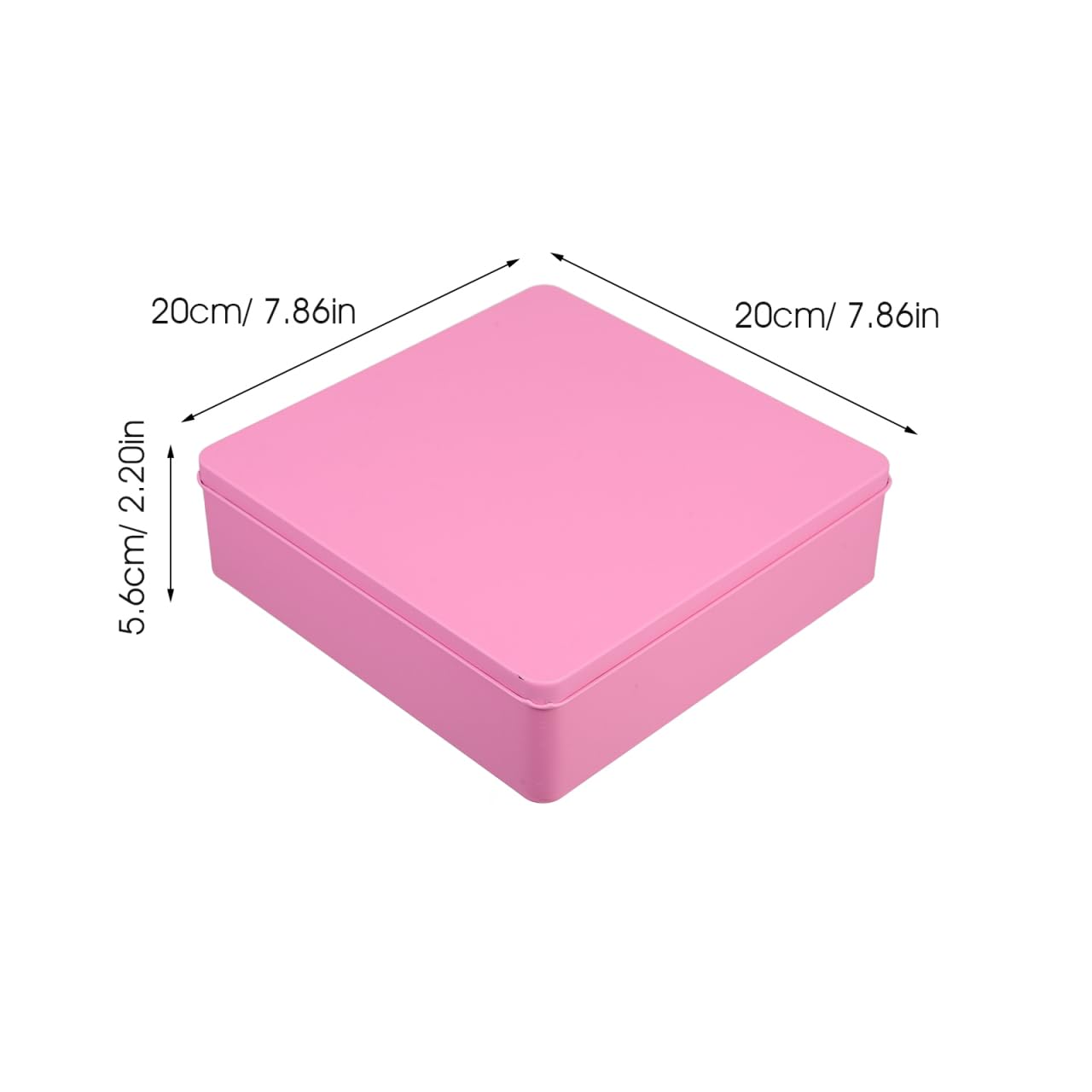 Cabilock Large Square Tinplate Storage Box with Lid for Cookies Snacks and Metal Container for Kitchen Organization and Home Storage 7.87X7.87X2.2 Inches