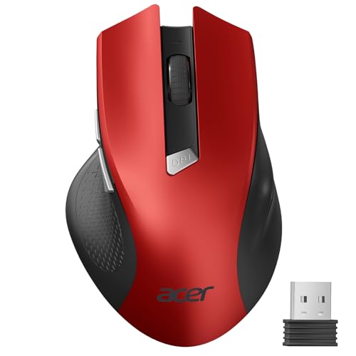acer Wireless Mouse for Laptop, 2.4GHz Computer Mouse 3 Adjustable DPI Office Cordless USB Mice with USBA Receiver, 6 Buttons, 1600 DPI, Medium to Large Sized Hands Compatible with PC, Laptop, Desktop