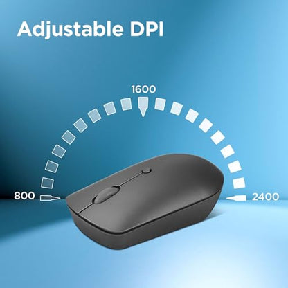 Lenovo 540 Wireless Computer Mouse for PC, Laptop, Computer with Windows or Chrome OS - 2.4 GHz USB-C Wireless Pairing Receiver - Compact Size - 18-Months Battery Life - Ambidextrous -Abyss Blue