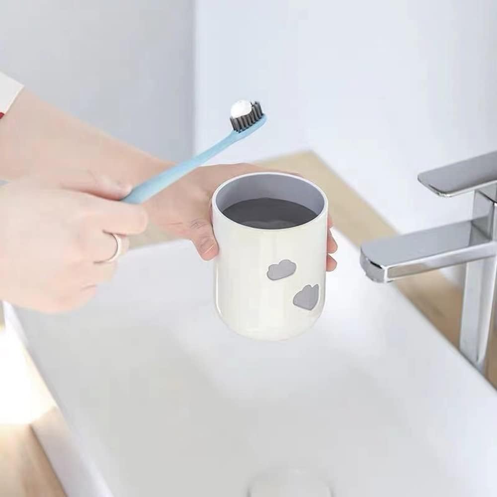 Simple Cloud Mouthwash Cup - Creative Cute Couple Mouthwash Cup (Light Pink & Off White)