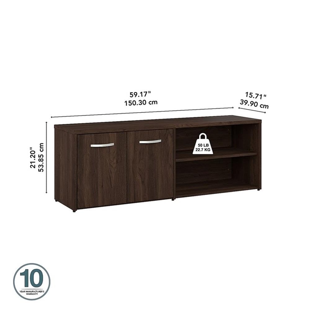 Bush Business Furniture Studio C Low Storage Cabinet with Doors and Shelves in Black Walnut, Office Organizer for Workspace, Compact Unit