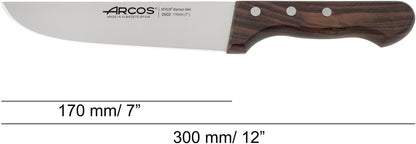 Arcos 7 Inch Butcher Knife Nitrum Stainless Steel. Professional Cooking Knife For Cutting Meat, Fish and Vegetables.