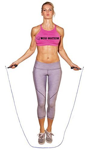 WOD Nation Adjustable Speed Jump Rope for Men & Children - Blazing Fast Fitness Skipping Rope for Boxing, MMA, Endurance, Exercise, and Gym Workout - Black