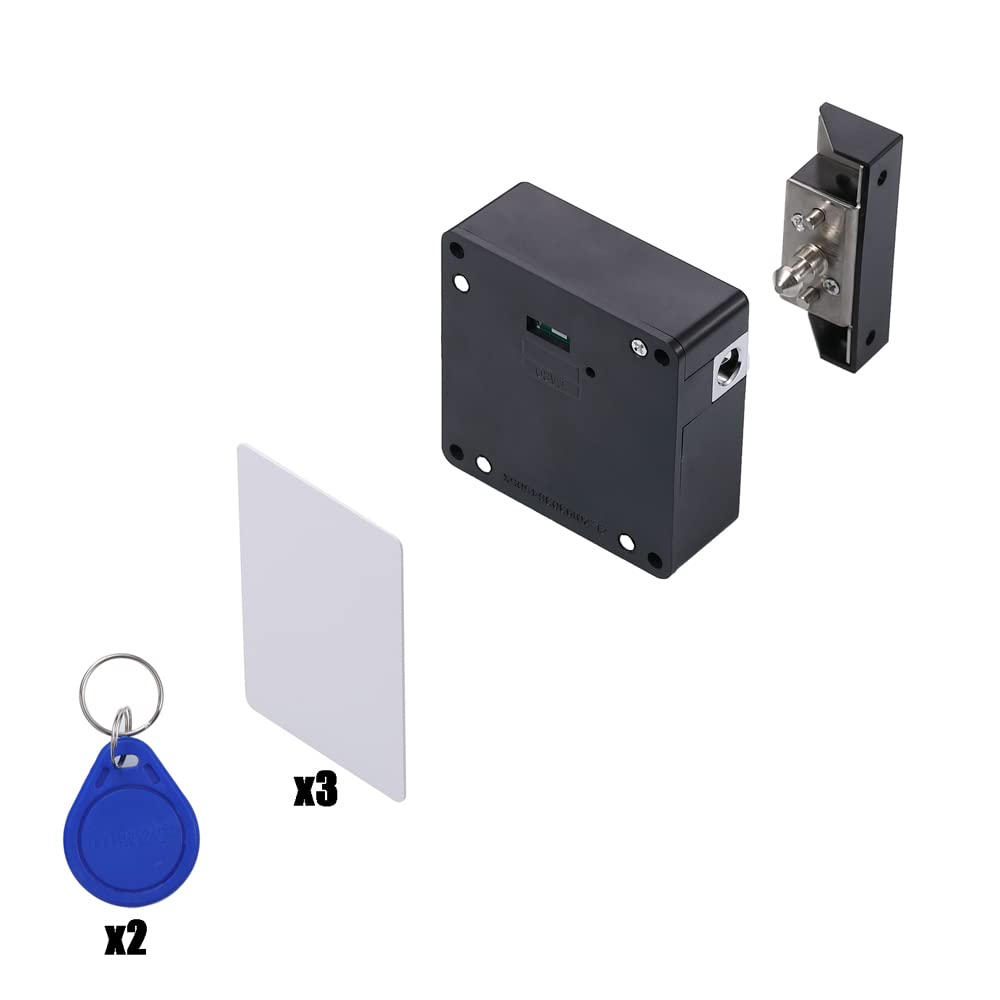 Homello RFID Lock Electronic Cabinet Lock with USB Cable - Hidden DIY Lock for Wooden Cabinet Drawer Locker Cupboard Gun Box with 5 Key Cards/Fobs