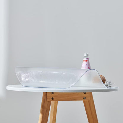 12 Inch 1.5mm Frosted Round Table Cover Protector, Thick Plastic Desk Protector Mat, Round Waterproof PVC Desk Cover