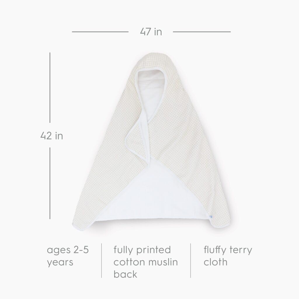 1-6 Little Unicorn Hooded Bath Towel | Absorbent Cotton & Terry Blend | Larger Size for Baby & Toddlers, Years (Tan