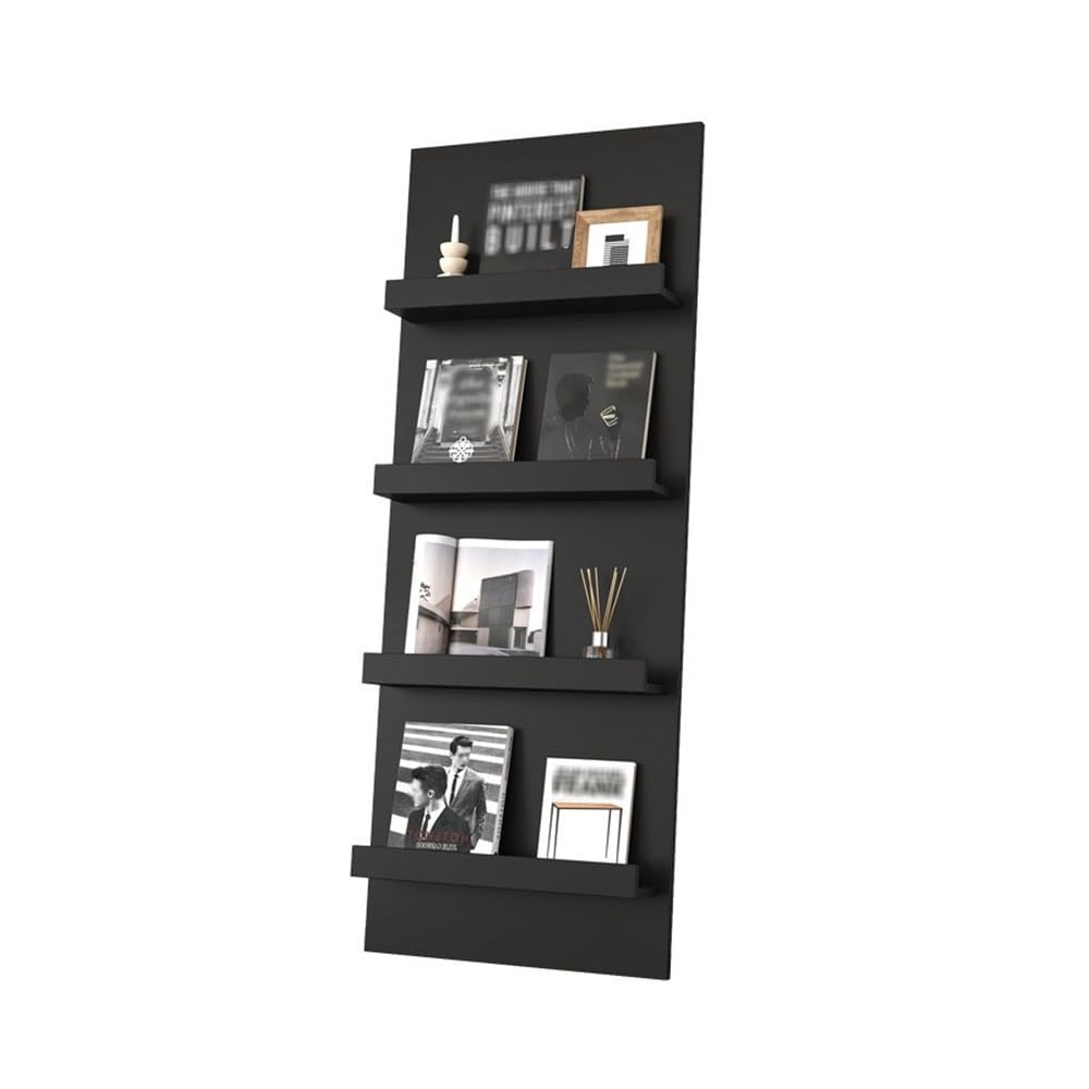 UWYTGF Magazine Rack, Wooden Magazines Shelves Display Stands, Publication Organizer Shelf for Journals, Booklet Holders for Residences, Retail Spaces, and Reception Areas,for Informati,Black
