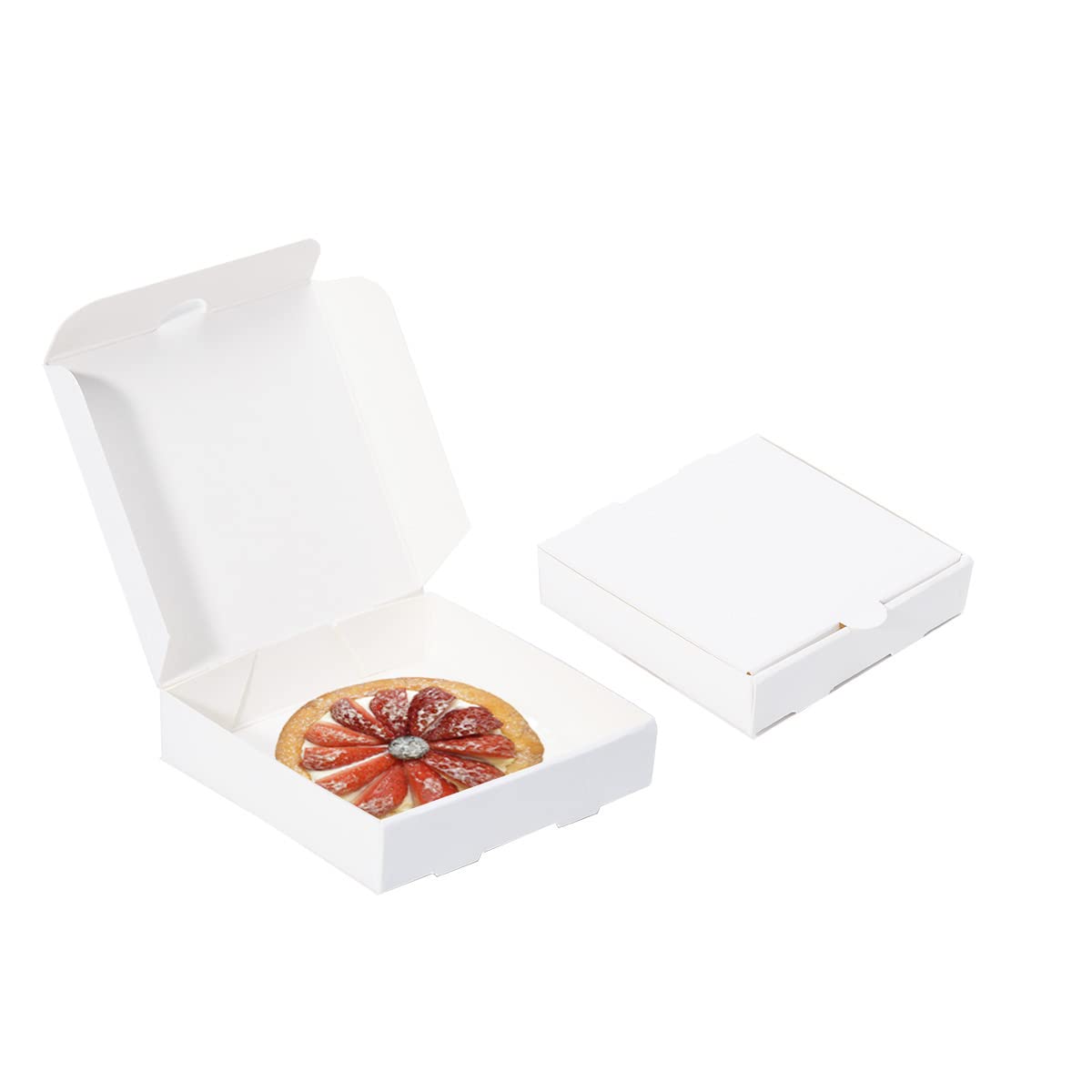 Huoshange 5 Inch Thin Mini Pizza Boxes,100 Pack Small White Pizza Boxes for Cookie,Mini Pies, Party Favors and Crafts(5x5x1 Inches)