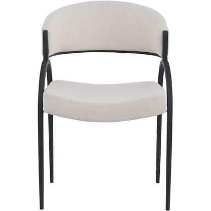 Meridian Furniture 931Beige-C Privet Collection Modern | Contemporary Dining Chair with Soft Beige Linen Textured Polyester Fabric, Matte Black Iron Frame, 20.5" W x 22.5" D x 31.5" H, Beige, Set of 2