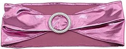 Tvoip 10-Pack Metallic Pink Stretch Chair Covers with Buckle Sliders for Weddings and Events