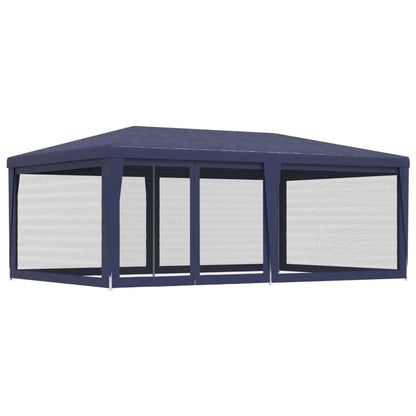 Party Tent, Blue 19.7'x13.1' HDPE, Waterproof UV Proof Outdoor Gazebo with 6 Mesh Sidewalls, Iron Frame for Events, Weddings, and Parties Outdoor Structures