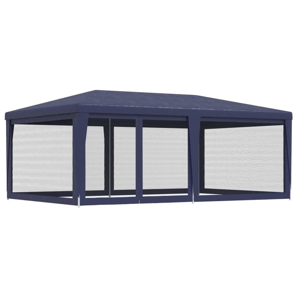Party Tent, Blue 19.7'x13.1' HDPE, Waterproof UV Proof Outdoor Gazebo with 6 Mesh Sidewalls, Iron Frame for Events, Weddings, and Parties Lawn Structures