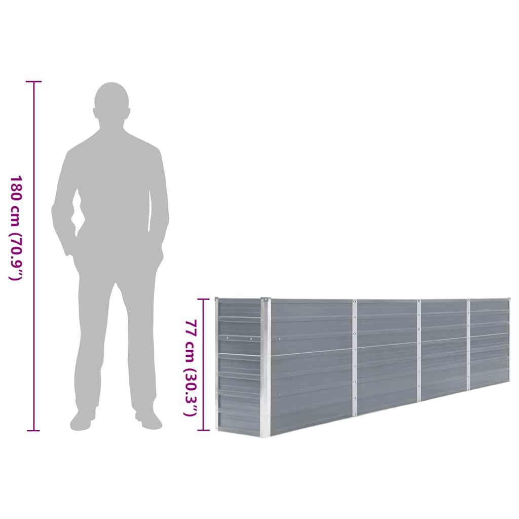 Foknhdi Raised Garden Bed 126"x15.7"x30.3" Grey Galvanized Steel Large Outdoor Planter Box for Patio Lawn Balcony Durable Rust Resistant Flower or Vegetable Planter
