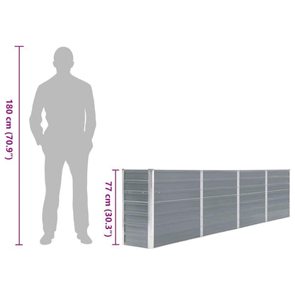 Foknhdi Raised Garden Bed 126"x15.7"x30.3" Grey Galvanized Steel Large Outdoor Planter Box for Patio Lawn Balcony Durable Rust Resistant Flower or Vegetable Planter