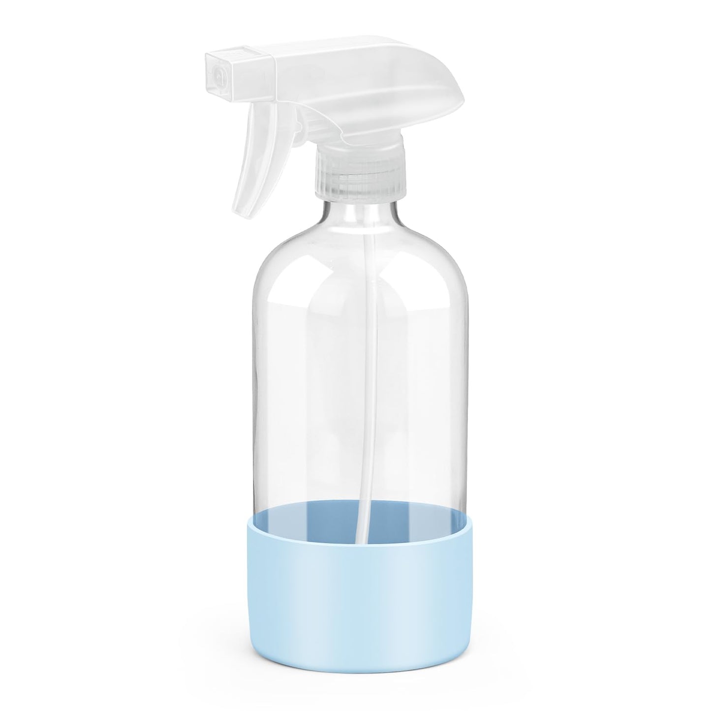 Glass Spray Bottles with Silicone Sleeve Protection, Empty 16 oz Refillable Containers, Reusable Spray Bottles with Adjustable Nozzle for Hair, Cleaning Solutions, Essential Oils 1 Pack Blue