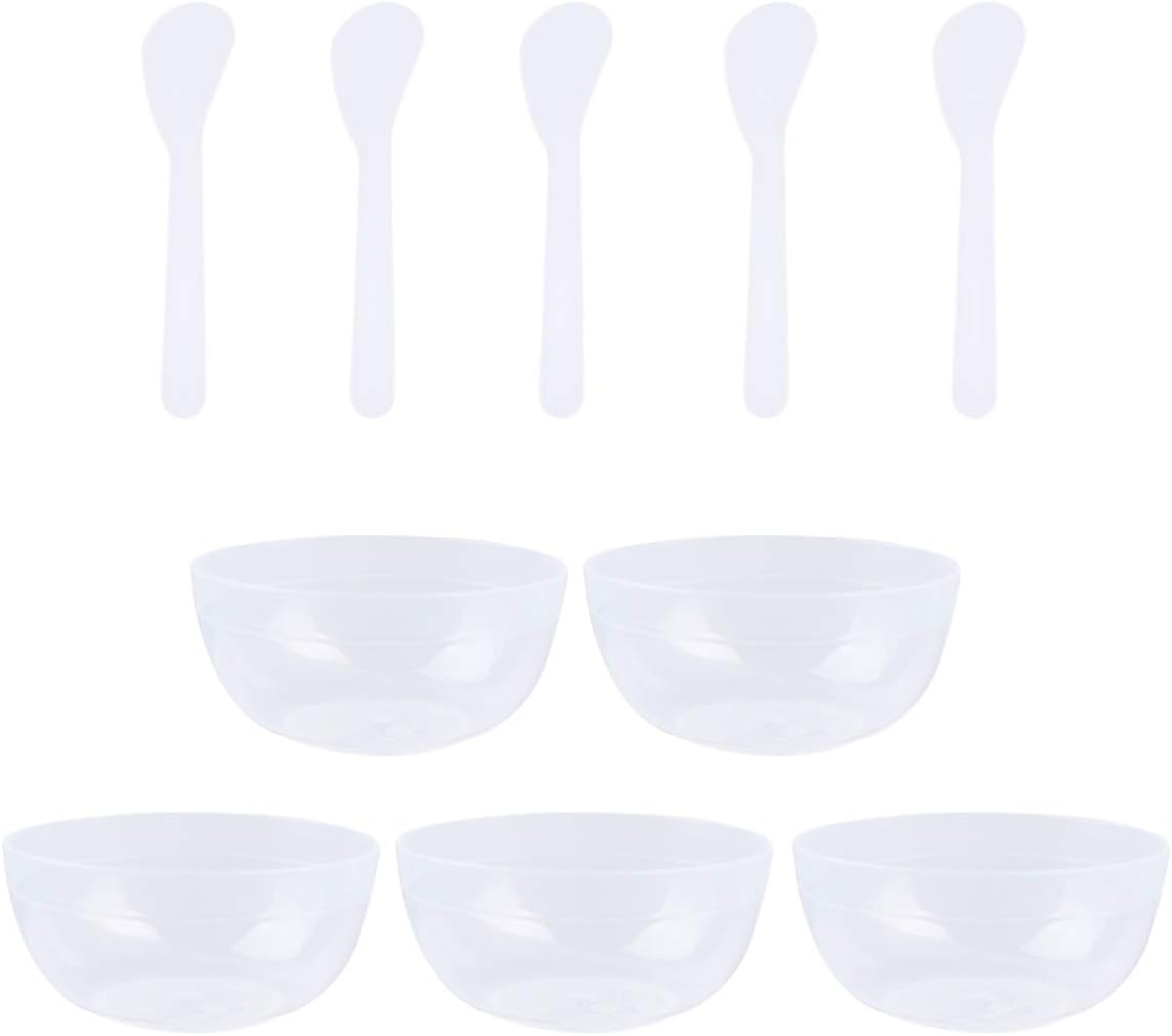 10 Sets Slime Bowl Mixing Tool Makeup Bowls, Plastic Glue Mixer for Makeup Crafts (Transparent)