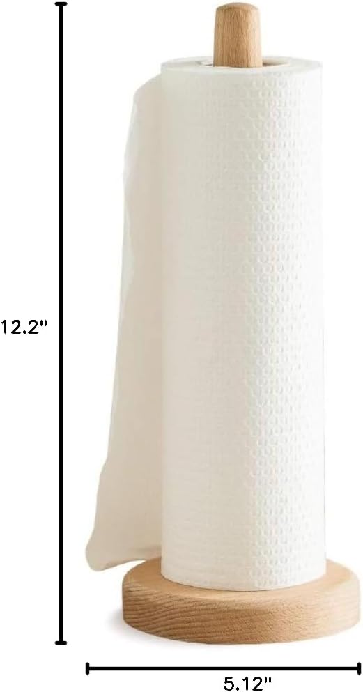 Firlar Wooden Paper Towel Holder Stand, Vertical Tissue Rack for Kitchen, Living Room, Bedroom Home Decoration