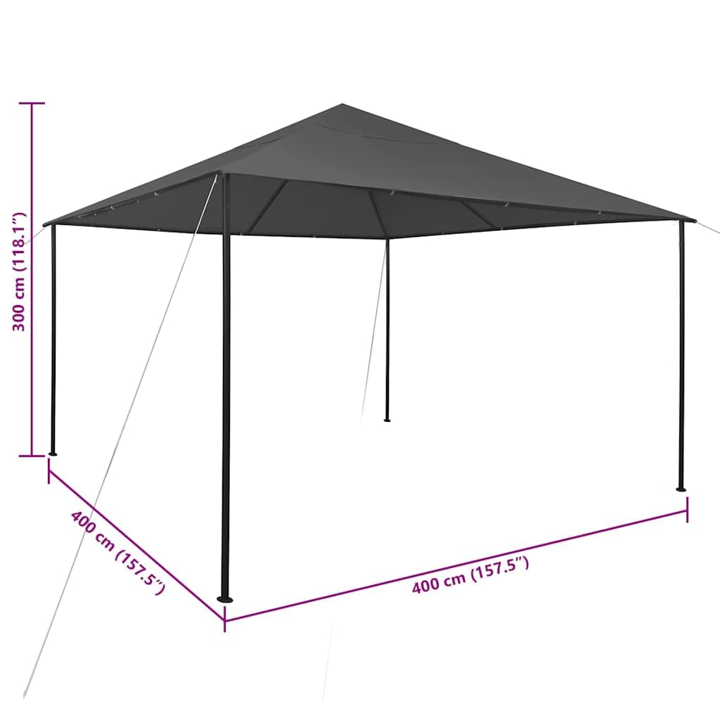 Large Foldable Anthracite Steel Gazebo, 13.1 x 13.1 ft Square Canopy Tent for Outdoor Gatherings, Patio, Garden, and Events Lawn Structures