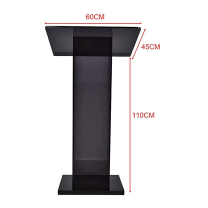 FAiruo Podium Acrylic Lectern Pulpit Media Podium Table Black Transparent Podium for, Church, Award Ceremony, Party Stage