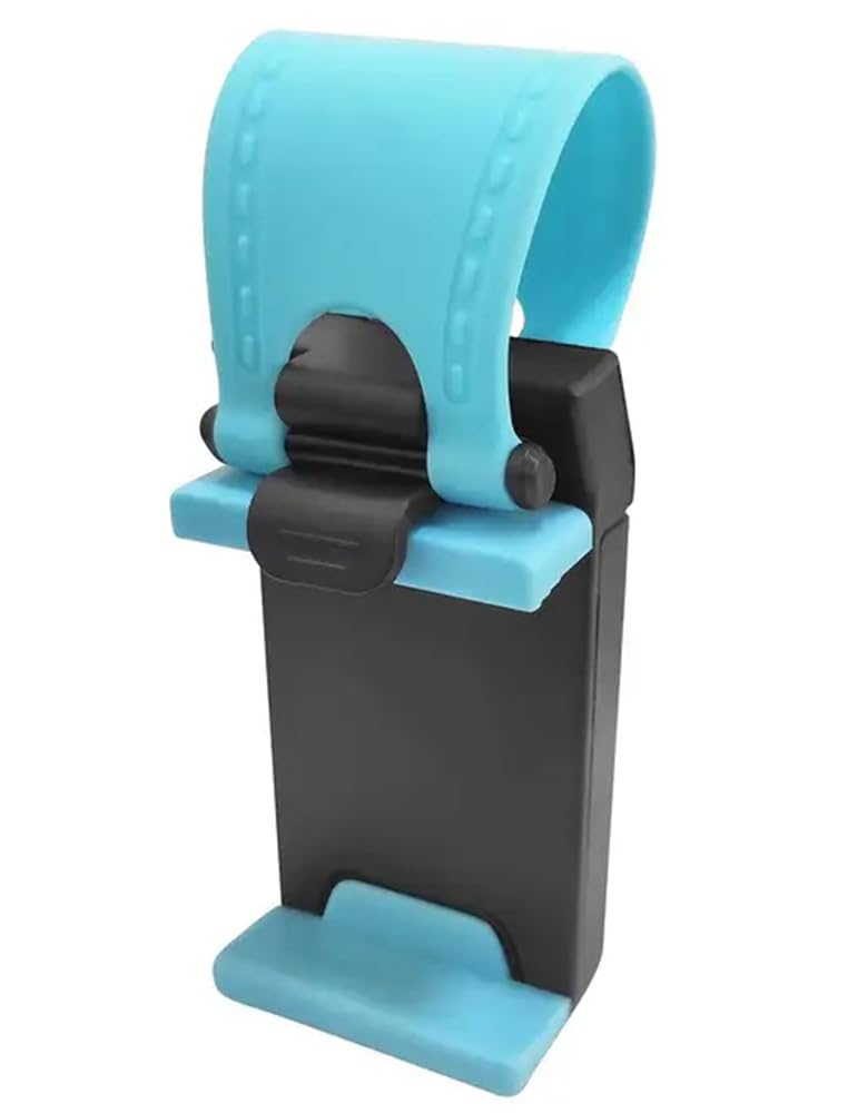 Universal Steering Wheel & Bike Phone Holder|Durable Adjustable Clip Mount for Car, Motorcycle,Bicycle|Non-Slip Phone Stand (4-7 Inch Screens),Blue.