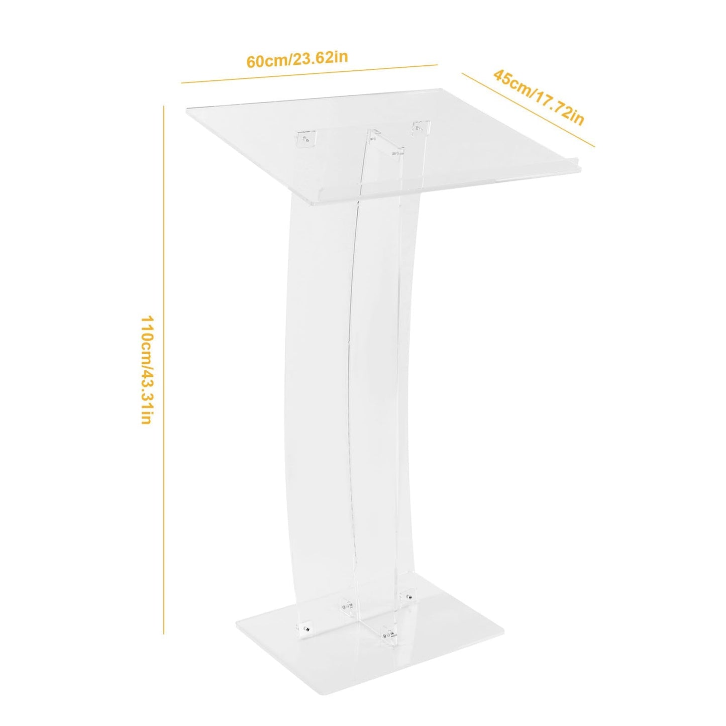 Generic 43.31 Inch Acrylic Clear Stand Up Church Pulpit Transparent Churches Lecterns Presentation Podiums for Classroom/Wedding/Conference/Lecture/Concert