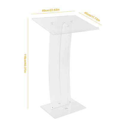 Generic 43.31 Inch Acrylic Clear Stand Up Church Pulpit Transparent Churches Lecterns Presentation Podiums for Classroom/Wedding/Conference/Lecture/Concert