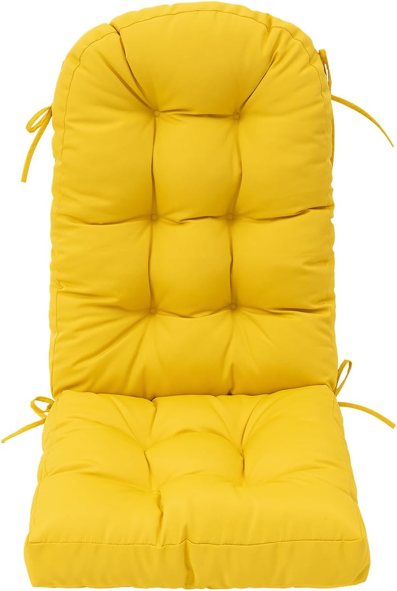49x19in,Yellow Outdoor Rocking Chair Cushion for Adirondack Chair, High Back Patio Outdoor Seat Chair Cushion