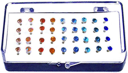 Set of 36 or 72 1/8 Crystal Stud Hypoallergenic Earrings; 18 or 36 Pairs on Plastic Posts