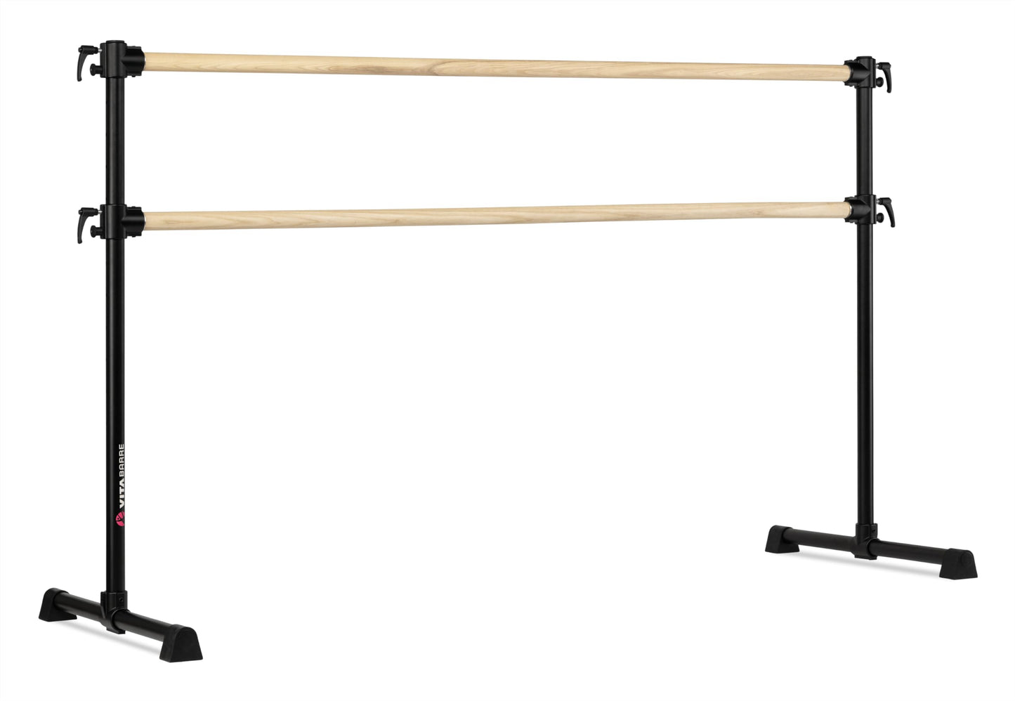 VITA Barre Portable Freestanding Double Ballet Barre, Professional, 7 Ft Bars, Black, Wood | Adjustable Height, Made in USA, Home or Gym Exercise Equipment for Kids & Adults | Dance, Fitness, Pilates