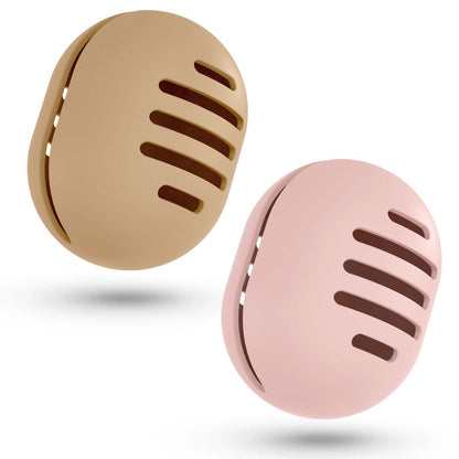 2 Pcs Makeup Sponge Holder,Double-Sided Breathable Silicone Beauty Blender Holder for Travel or Daily,Shatterproof Make-up Travel Case Quick Drying Easy to Carry,Grey+Pink