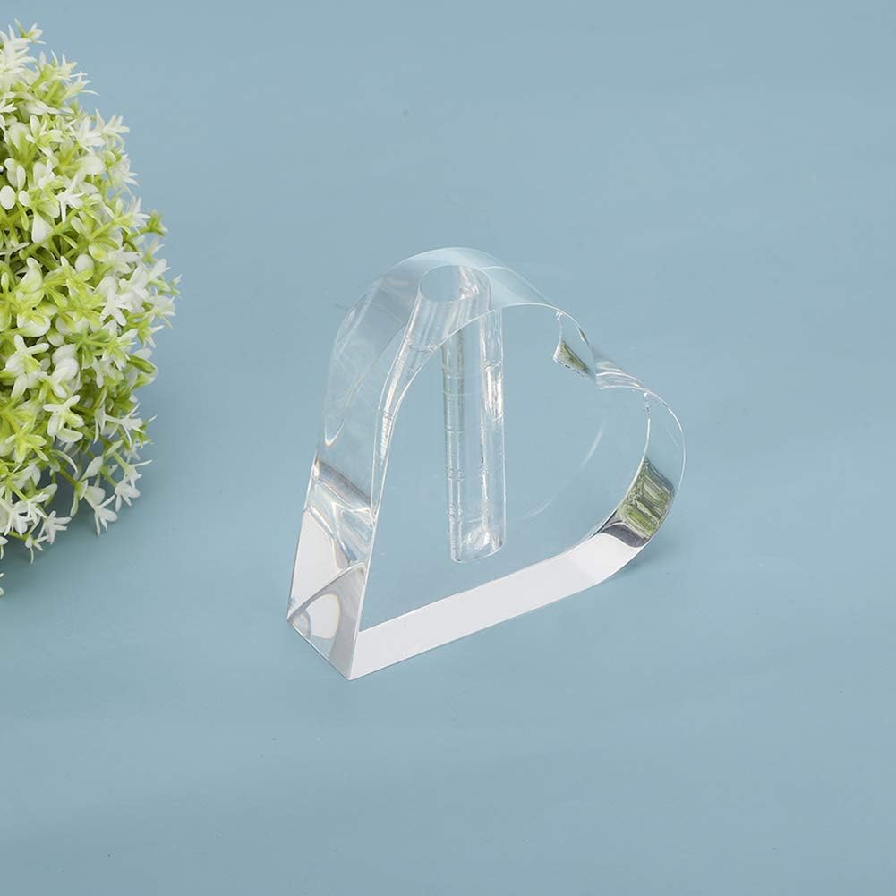 24k Rose Display Stand - Heart-Shaped Stand for Single Real Roses or Artificial Flower Base, Transparent Shelf Support