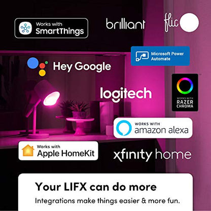 LIFX Color, A19 800 lumens, Wi-Fi Smart LED Light Bulb, Billions of Colors and Whites, No Bridge Required, Compatible with Alexa, Hey Google, HomeKit and Siri (2 Pack)