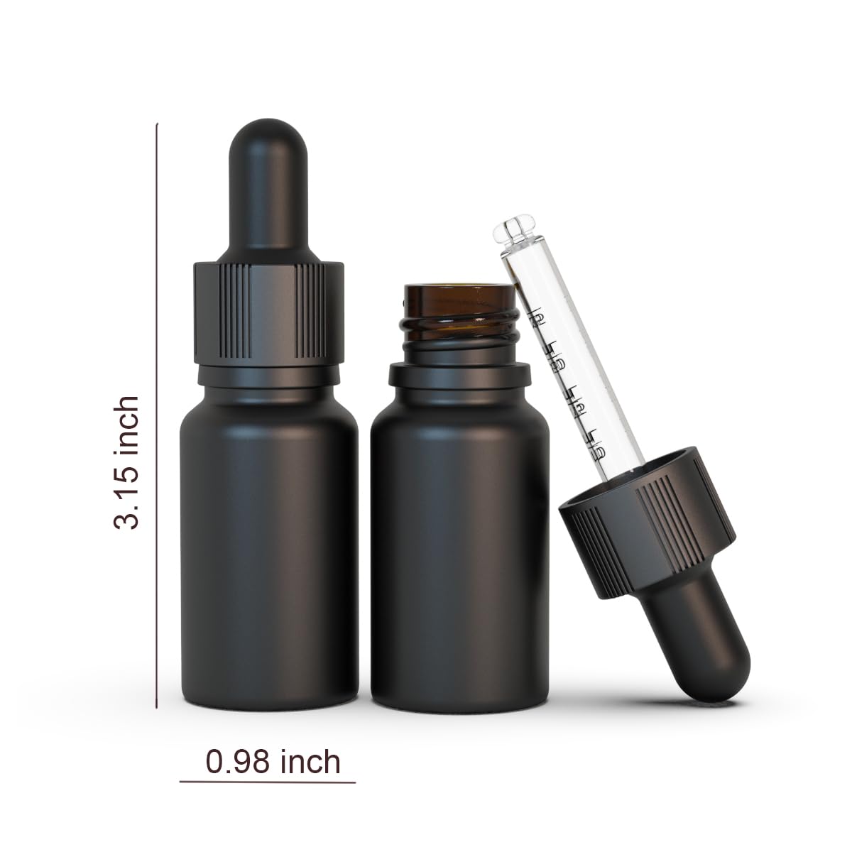 seafulee 10ml Black Coated Glass Bottle with Glass Eye Dropper, 1/3 oz Capacity,UV Safe Bottles for Essential Oils and Aromatherapy Travel Bottle Container(Pack of 12)