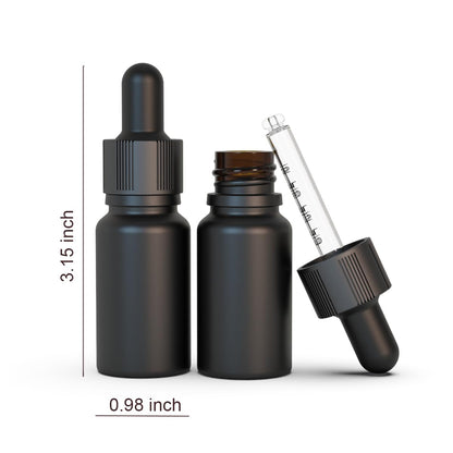 seafulee 10ml Black Coated Glass Bottle with Glass Eye Dropper, 1/3 oz Capacity,UV Safe Bottles for Essential Oils and Aromatherapy Travel Bottle Container(Pack of 12)