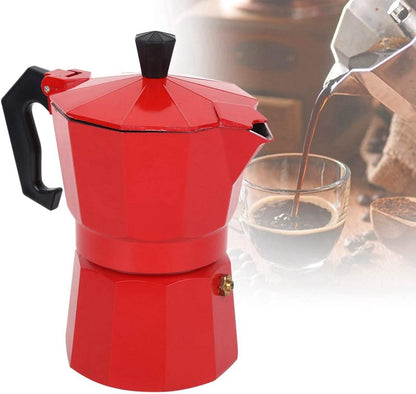 Classic Stovetop Espresso Maker, 6-Cup Capacity Aluminum Coffee Machine Moka Pot for Home or Office Use (Red)