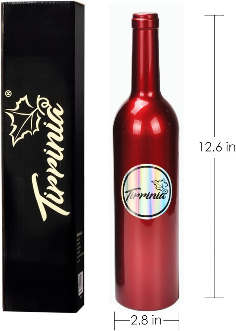 Tirrinia Wine Accessories Gift Set - Corkscrew Opener Kit, Drip Ring, Foil Cutter, Pourer & Stopper in Novelty Bottle