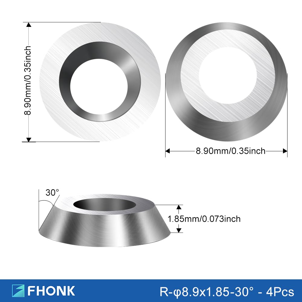 FHONK 34Pcs Tungsten Carbide Cutters Inserts Set, Lathe Tools for Wood Lathe Turning Tools, Supplied with Screws and Screwdriver (Silver-34Pcs)