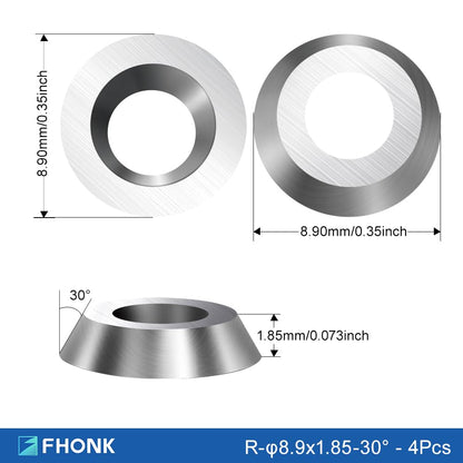 FHONK 34Pcs Tungsten Carbide Cutters Inserts Set, Lathe Tools for Wood Lathe Turning Tools, Supplied with Screws and Screwdriver (Silver-34Pcs)