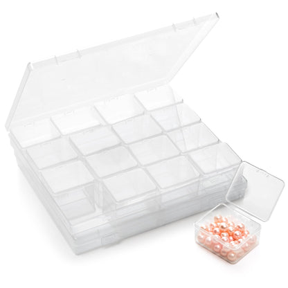 CINDALOG 2PACK Bead Storage Containers, 32 Grids Clear Plastic Bead Organizer Craft Organizers and Storage Box with Secure Hinged Lid for Jewelry Charms, Nail Jewelry Rhinestones, DIY Supply Case