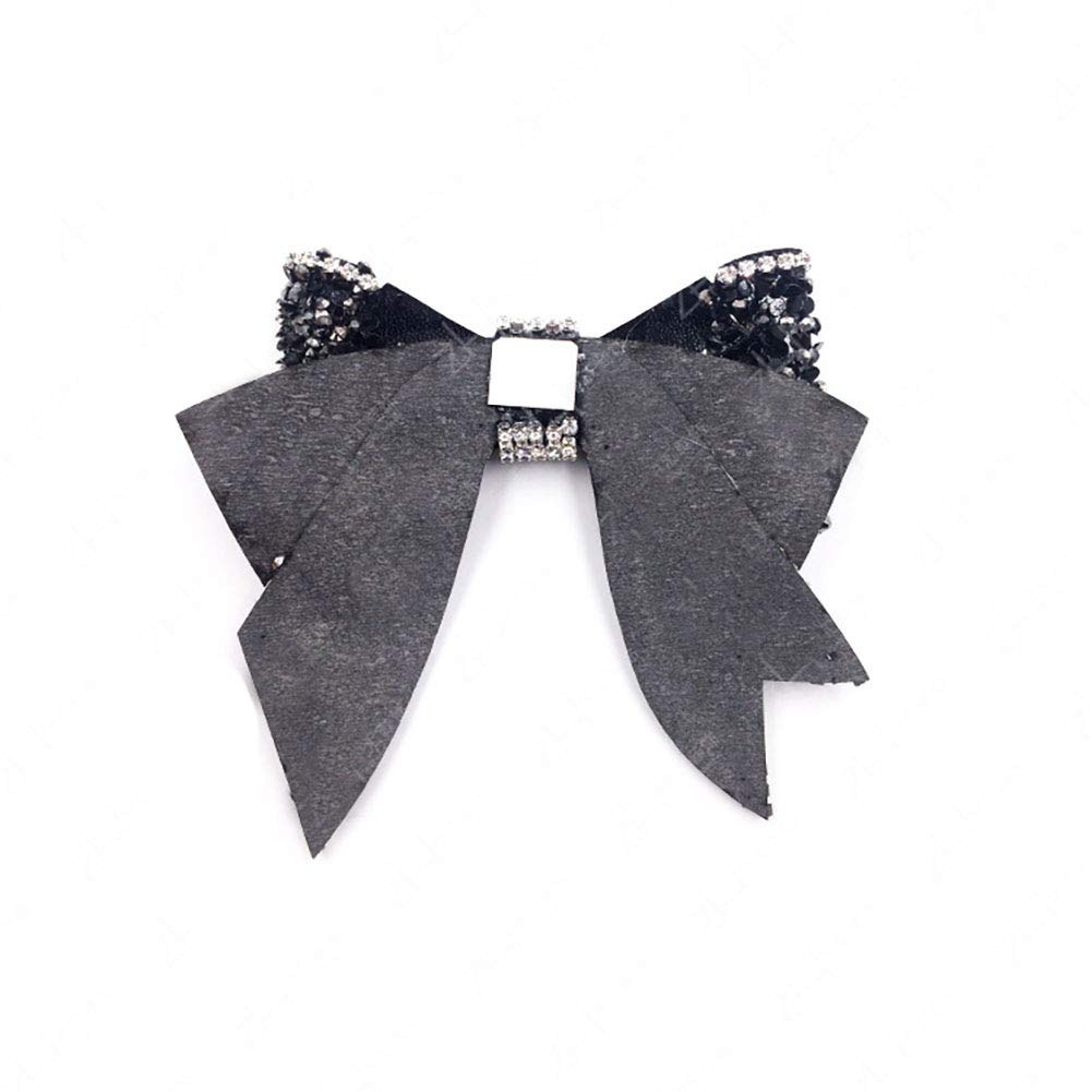 Fodattm 2PCS Huge Handmade Rhinestone Bow Shoes Decoration Charms No Clip No Strap DIY Crafts Findings Accessories Butterfly Shoes Bag Package Accessories (Black)
