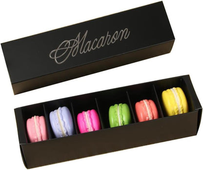 Macaron Box, Chocolate Container for 6 Macarons, 10 Packs Gift Boxes without Macaron (Black)