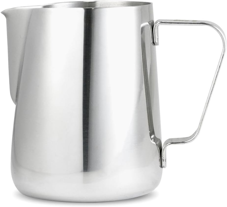Barista Basics 20 Oz Silver Stainless Steel Milk Frother Pitcher - Steaming Pitcher for Latte Art