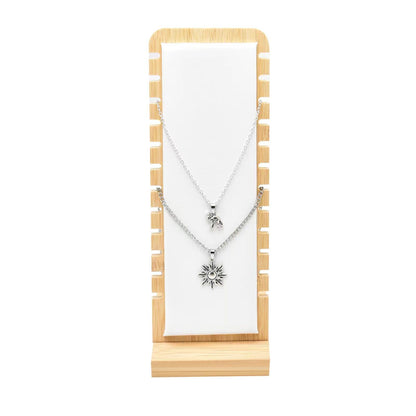 Golden Strawberry 2 Pack Bamboo Panel Jewelry Necklace Tabletop Display Boards Stand (White)