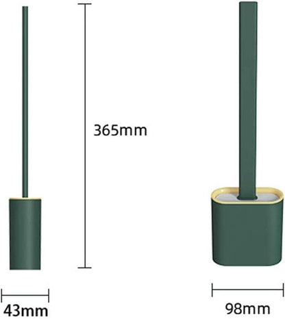 Revolutionary Silicone Flex Toilet Brush with Holder, No-Slip Long Handle Cleaning Brush Set with Wall Mounting
