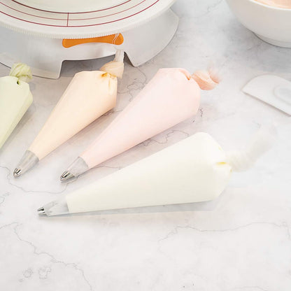 Pastry Tek Piping Bag Set - Durable Reusable Icing Bags for Decorating Cakes, Cupcakes & More | 4-Pack, White Silicone